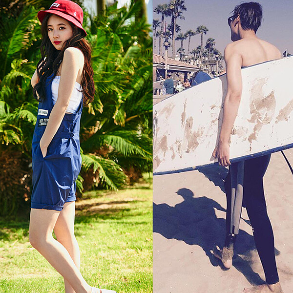 歐巴的泳裝寶貝!夏日最強顏值情侶檔 李敏鎬 秀智海邊衝浪秀身材