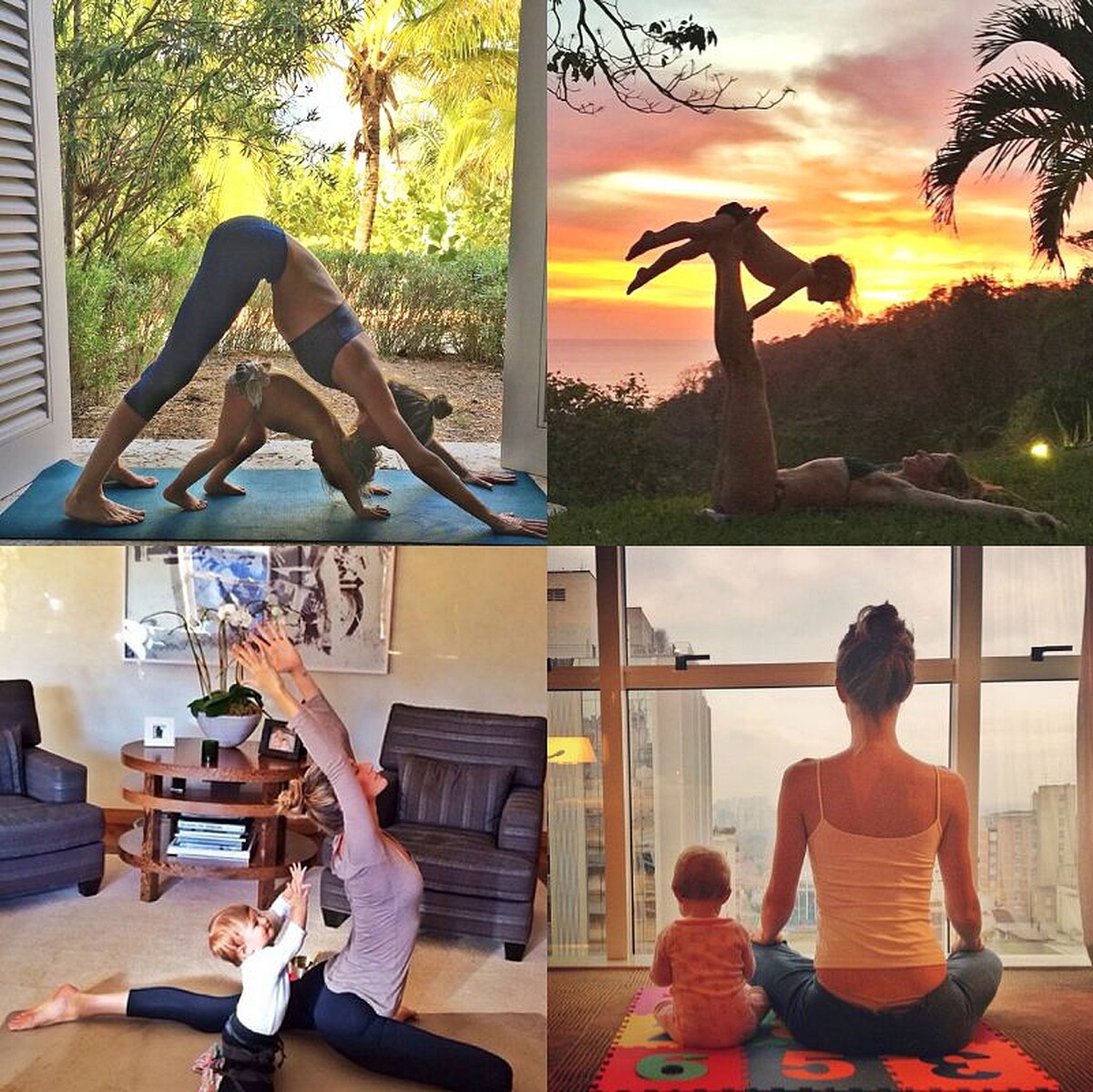 原來這就是動力？超模吉賽兒與萌寶貝的5堂雙人瑜珈課