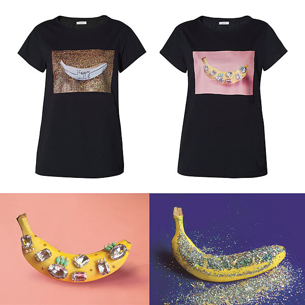 iBLUES秋冬大玩俏皮風 閃亮香蕉塗鴉T-Shirt好搶眼