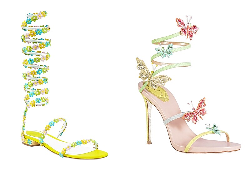 經典蛇型鞋高度創新高！RENE CAOVILLA早春系列舞蝶紛飛