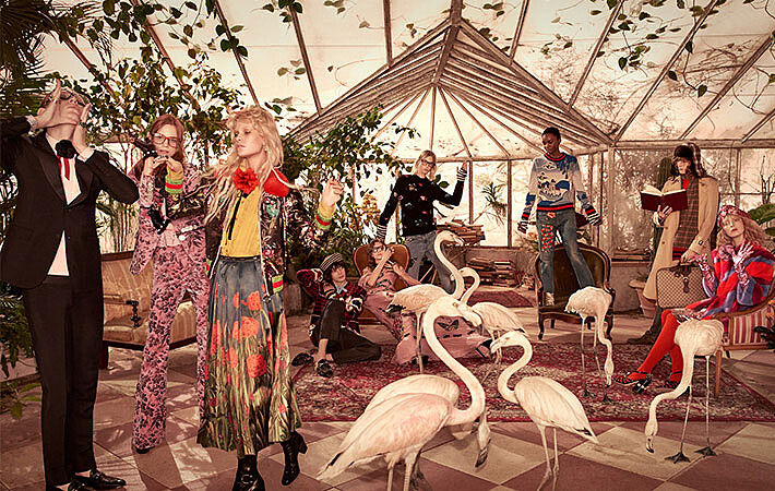 狂歡沉溺的溫室派對！Gucci早秋形象邀你與粉紅火鶴共舞