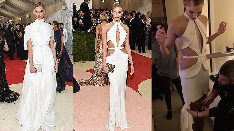 一件禮服三種Look！Karlie Kloss的百變造型竟然只靠一把剪刀