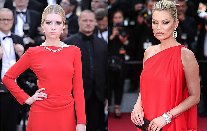 坎城最美姊妹裝！一代超模Kate Moss和妹妹Lottie Moss同台走紅毯