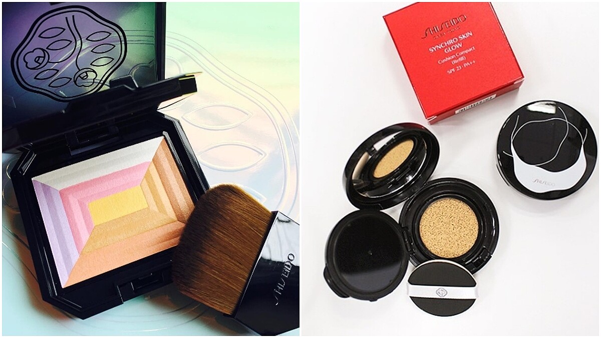 資生堂擁有百年歷史的七色蜜粉，宛如霓光彩虹般迷人，搭配氣墊粉餅壓軸登場