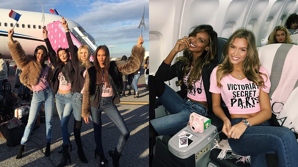 最性感的粉紅專機！自拍、跳舞…維密天使們在飛機上都在做這些事