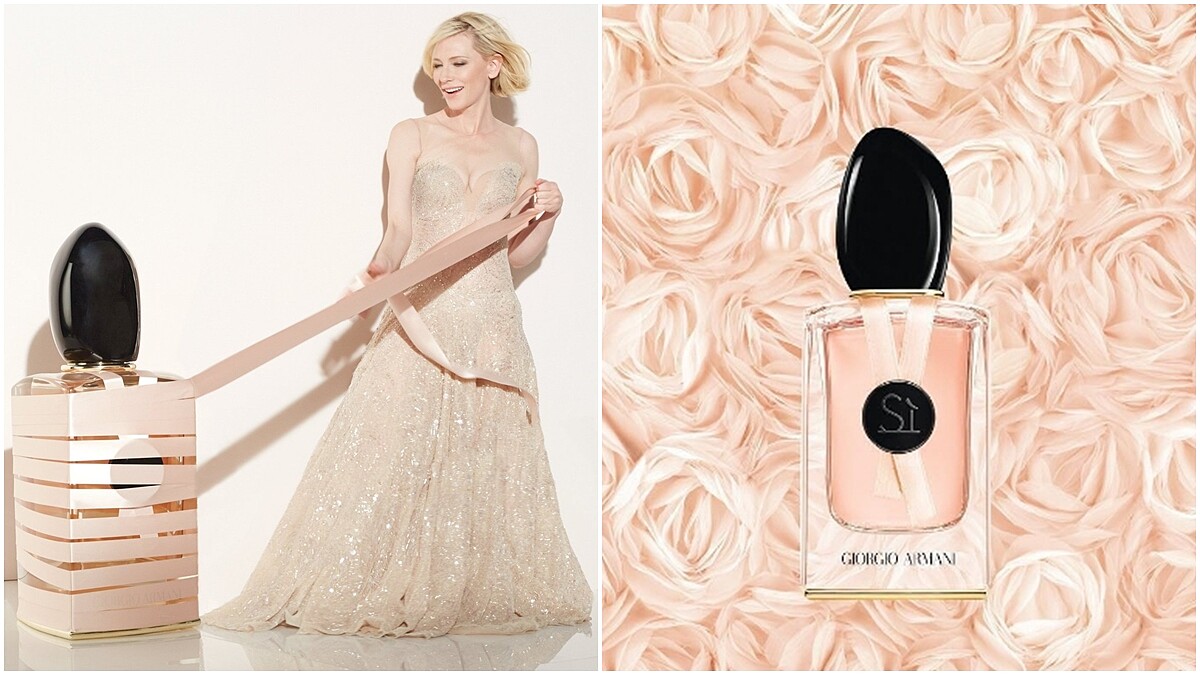 繫上粉裸色緞帶太優雅!凱特布蘭琪仙氣代言Giorgio Armani Si女性玫瑰淡香精