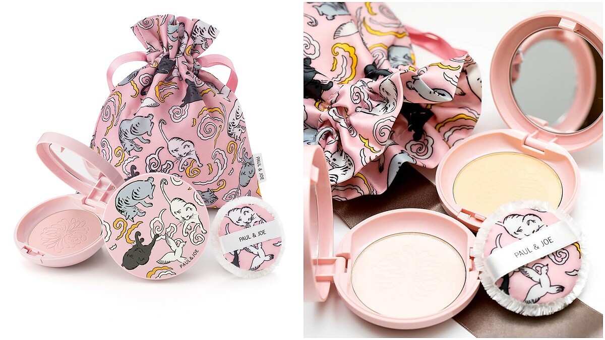 連粉撲和束口袋都有可愛貓咪圖案！PAUL &amp;amp; JOE推出親親貓咪防曬蜜粉餅限量組，夏日抗陽防曬超持妝