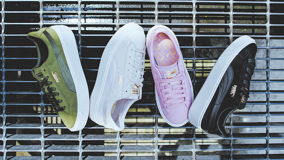 讓人好想咬一口的抹茶牛奶色！PUMA Suede Platform Satin厚底鞋，四色新上市