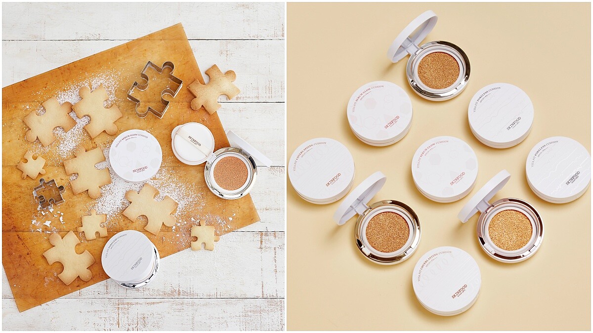 一口氣推出保濕、無瑕、持妝3大系列！SKINFOOD全新維他專屬訂製氣墊，只要3分力輕拍就無比遮瑕