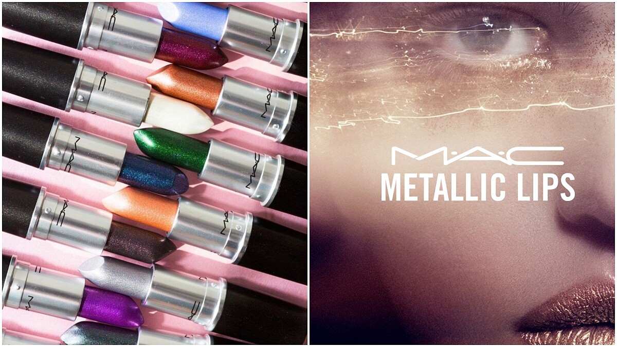 絕對不是想像中的土豪金那麼俗氣！M.A.C把獨角獸眼淚紫、乾燥玫瑰粉、西柚紅、土色通通染上星辰光，全新金屬光唇膏一擦就著迷