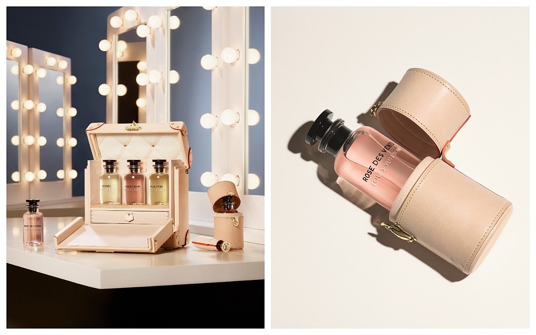 專為LV香水訂製的玫瑰米皮革行李箱好粉嫩，路易威登Louis Vuitton頂級皮革工藝一眼就著迷