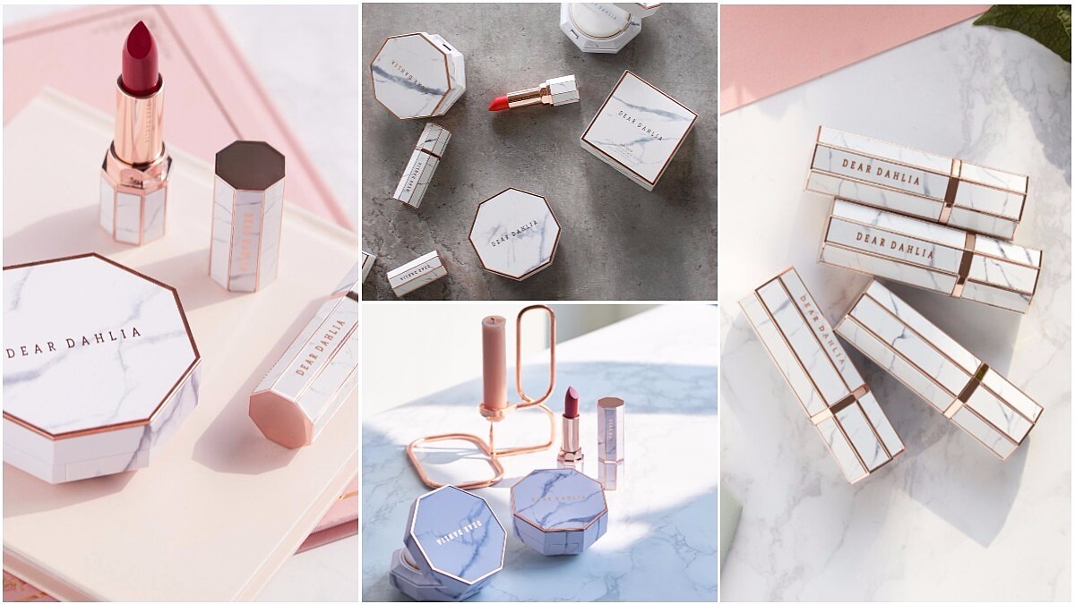 氣質大理石紋鑲著玫瑰金邊！還沒上市就紅翻天的韓國彩妝品牌《DEAR DAHLIA》鑽石美妝蛋、氣墊粉餅、唇膏一個都捨不得割愛