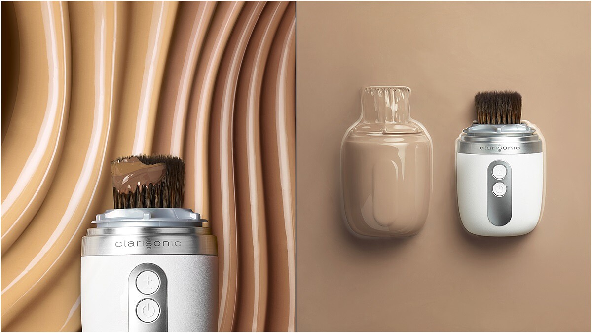 首推第一款震動上妝粉底刷！Clarisonic全新《音波智能粉底刷》曲型刷毛粉底用量少妝感卻更完整