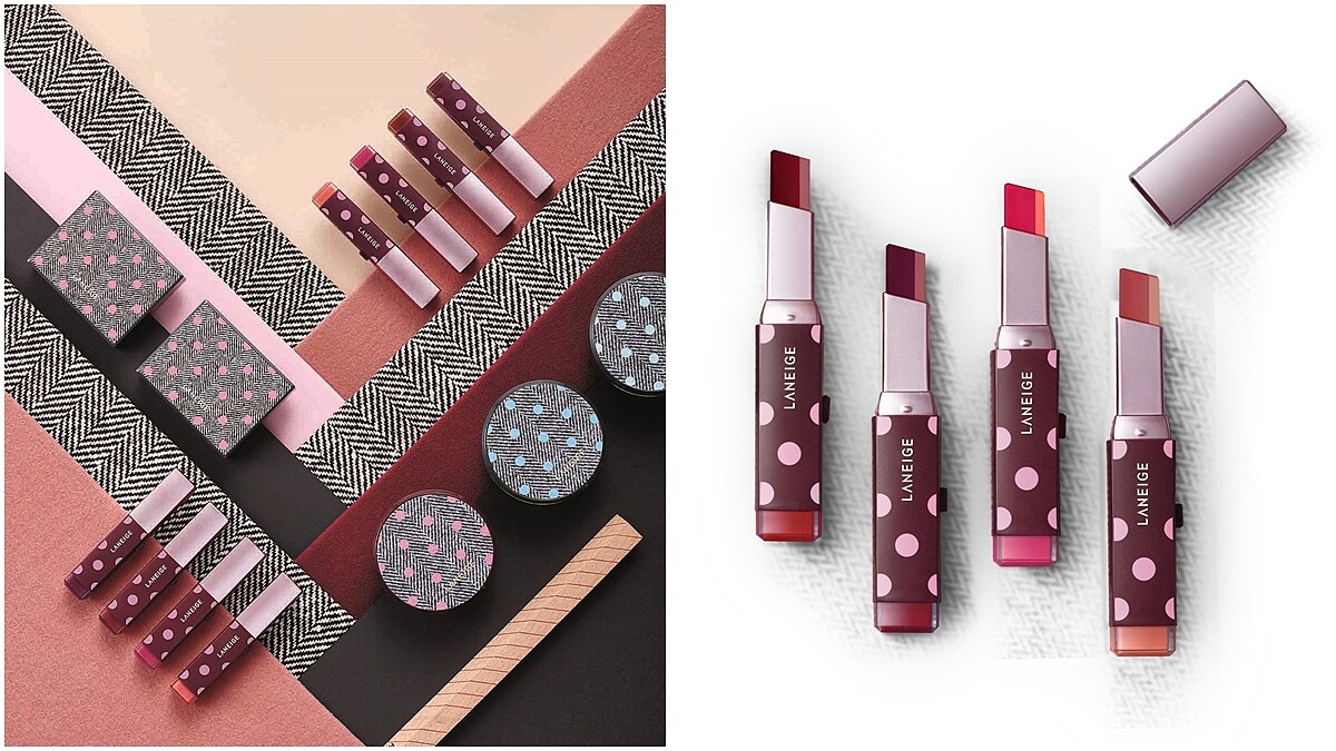 LANEIGE蘭芝超人氣雙色唇膏出了【霧面版】，還與韓國設計師YCH合推圓點點包裝更誘人