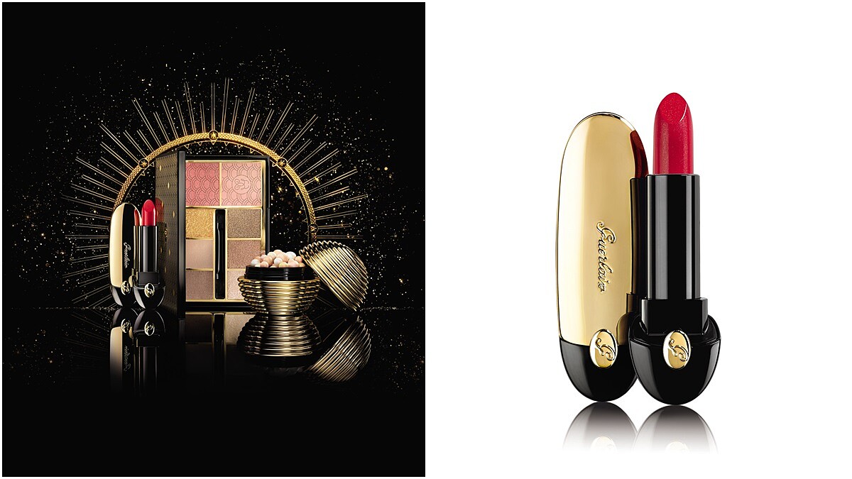 用古董珠寶盒裝的流星蜜粉球有種復古美感！嬌蘭推出奢華黑金包裝的凡爾賽绚金耶誕彩妝系列