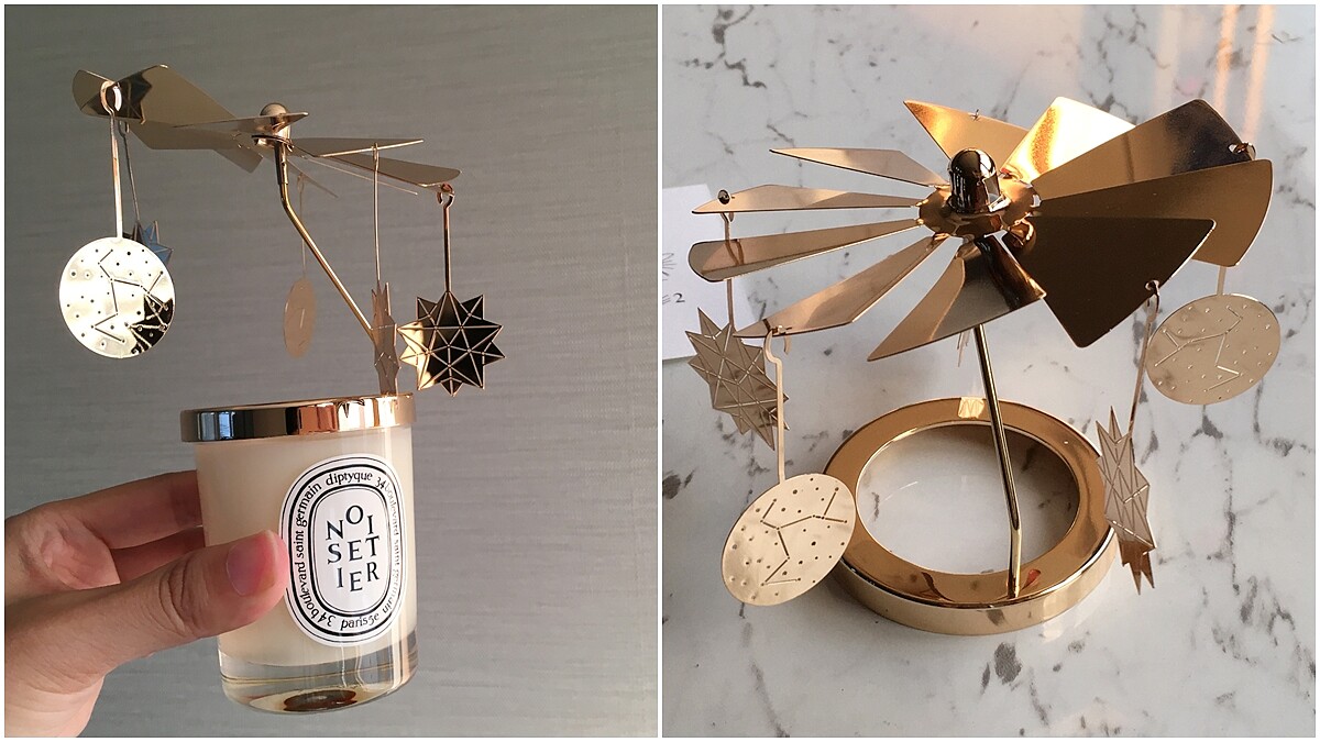 diptyque旋轉燭罩「漆黑夜空中閃閃發亮、點燃後會旋轉的夢幻燭罩」,聖誕系列點亮璀璨星空