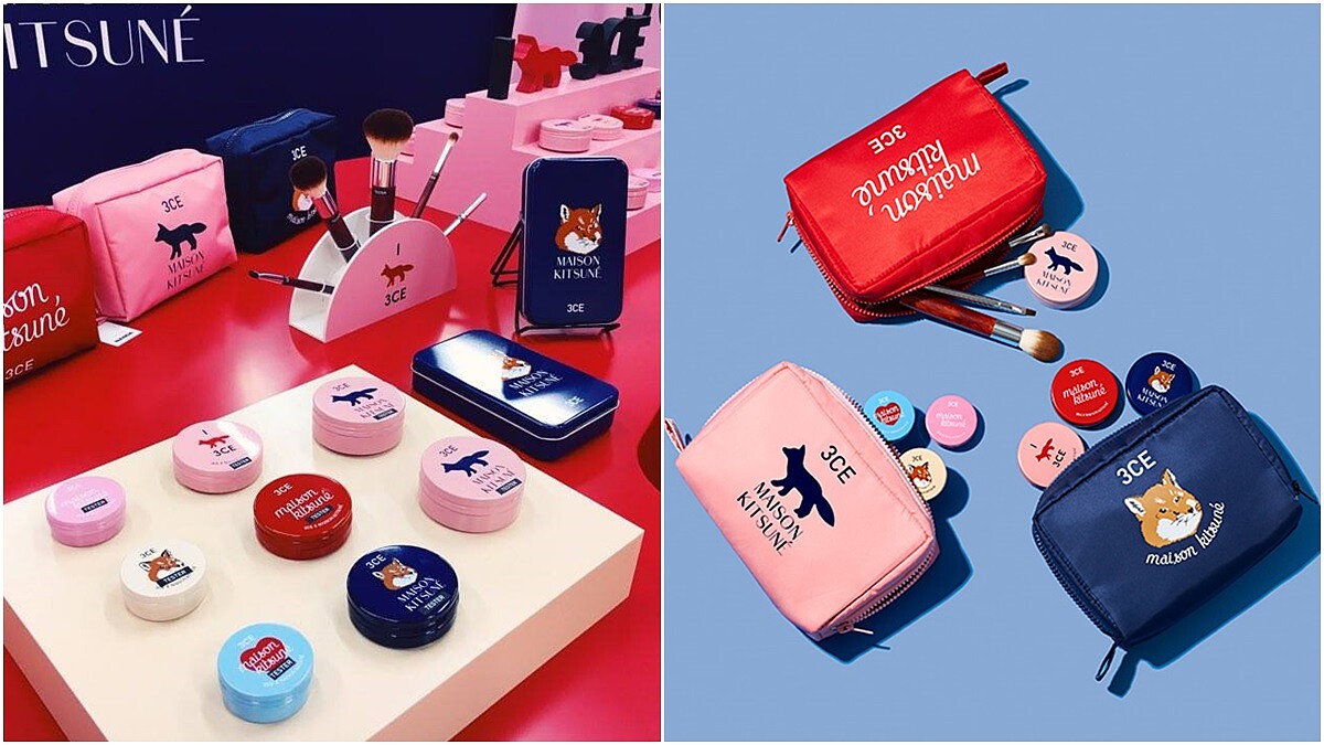 狐狸刷具組、化妝包、手機殼看了直接入坑！3CE攜手法國MAISON KITSUNÉ打造超萌、超Q的小狐狸彩妝系列