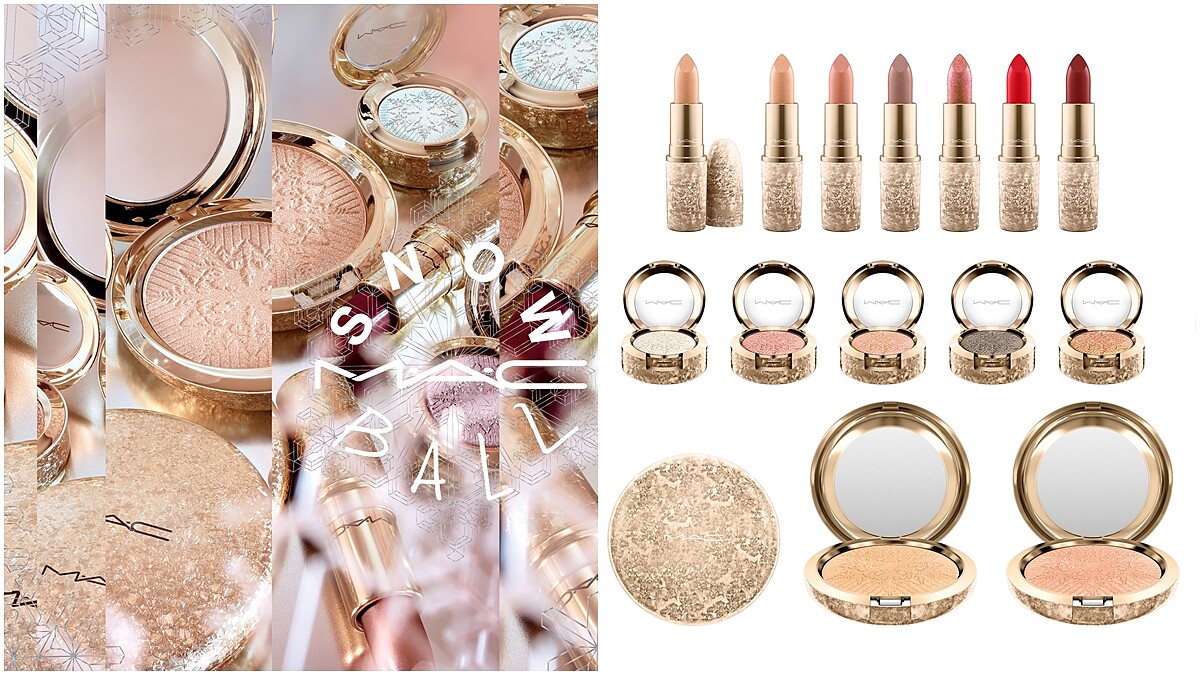 「金色雪花結晶緩緩飄落到外盒，連粉餅、口紅都沒漏掉」連顏色都是金屬光的M.A.C 2017聖誕彩妝