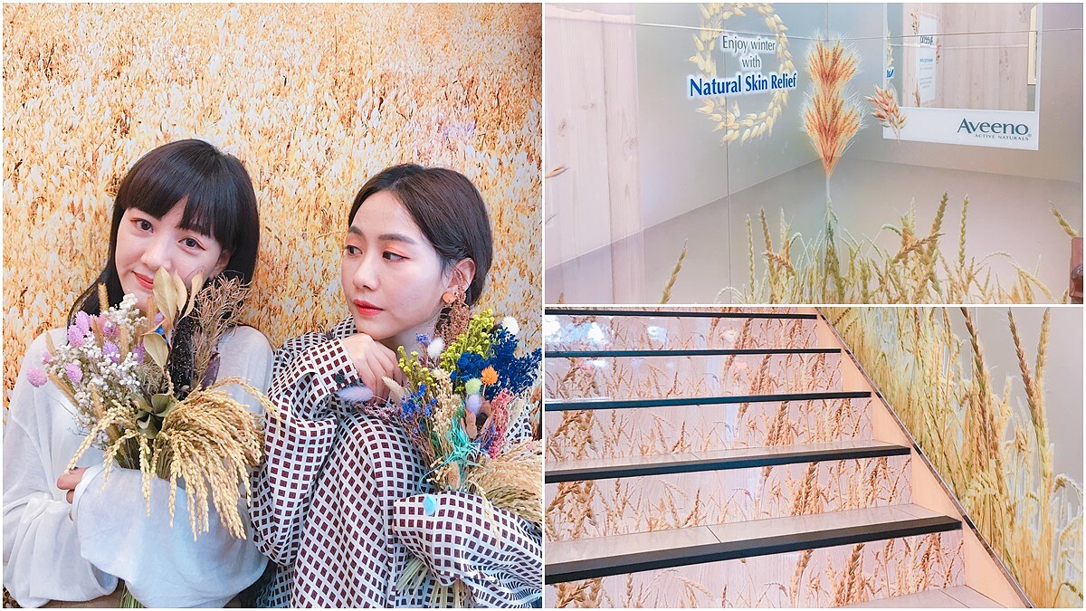 「從樓梯走上來左右邊都是燕麥田，怎麼拍都超有文藝感」網路上好評不斷的乳液Aveeno在西門町開設快閃店