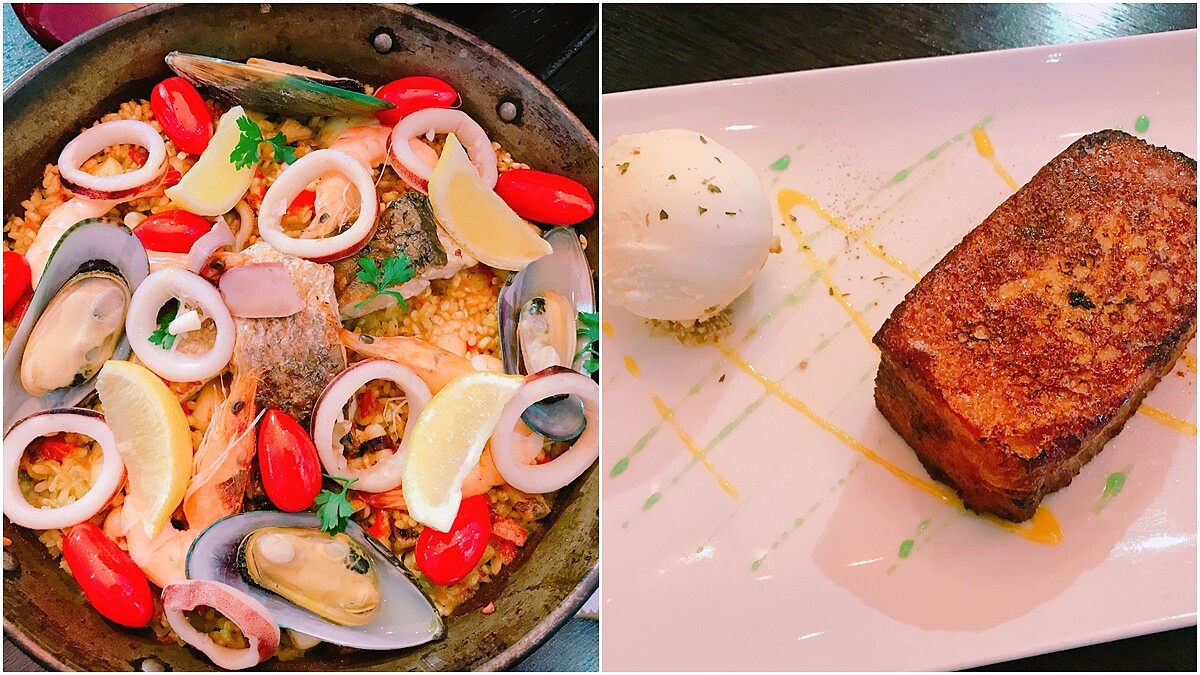 這個滿滿花枝、大蝦、淡菜的西班牙國飯超欠吃，還有甜點控不能錯過外皮酥脆裡頭柔軟的香煎牛奶麵包