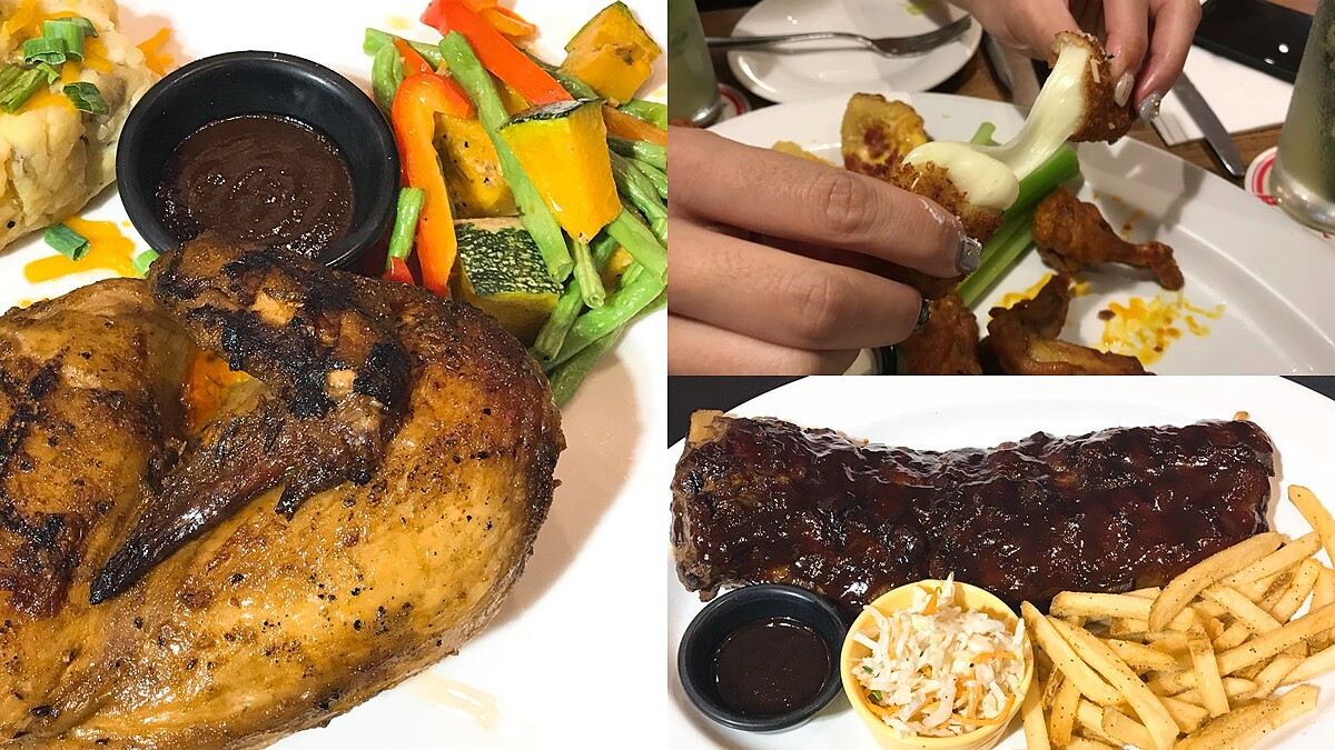 經典招牌炭烤豬肋排一口咬下肉香整個飄散出來,但這道表皮酥脆、肉嫩多汁的烤半雞真的會再三回味