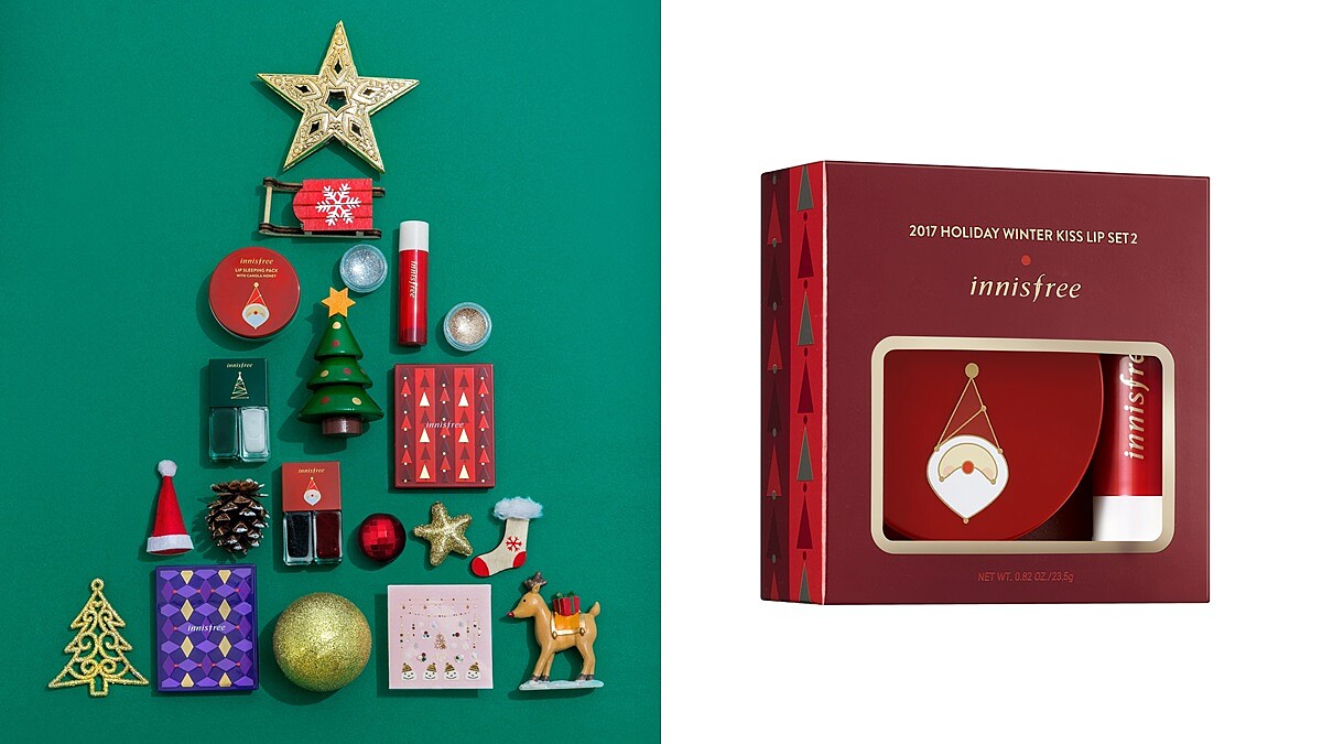 innisfree 聖誕禮盒第二發來了！綠色聖誕彩妝盤、指彩組還有暖心之吻護唇組也讓人太難抉擇了