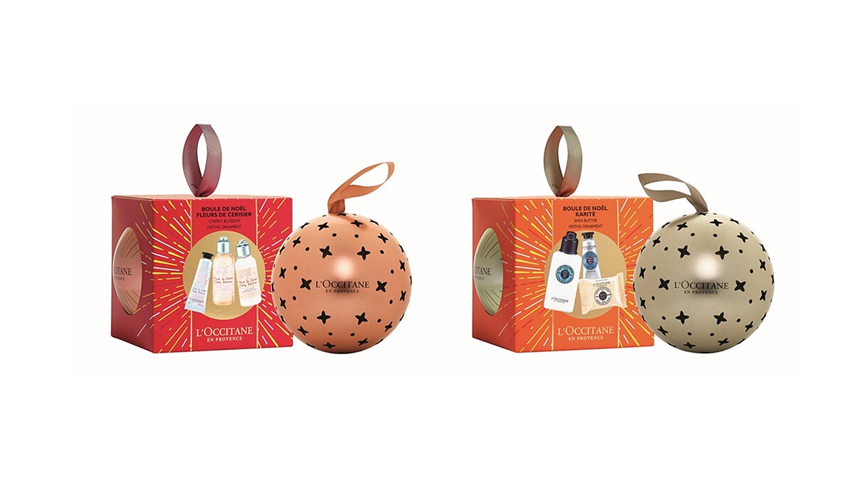 將馬鞭草、乳油木、櫻花系列的明星商品收到這顆閃閃發亮的小球中，L’OCCITANE首次推出節慶彩球系列