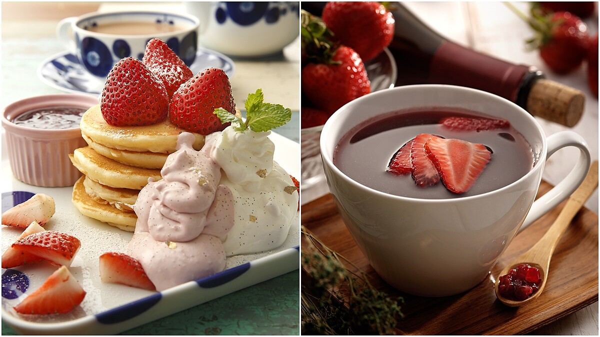 「讓人回味到酸甜初戀的草莓季又來了，搭上Ｑ彈紮實鬆餅超絕配」杏桃鬆餅屋推出2款草莓鬆餅系列