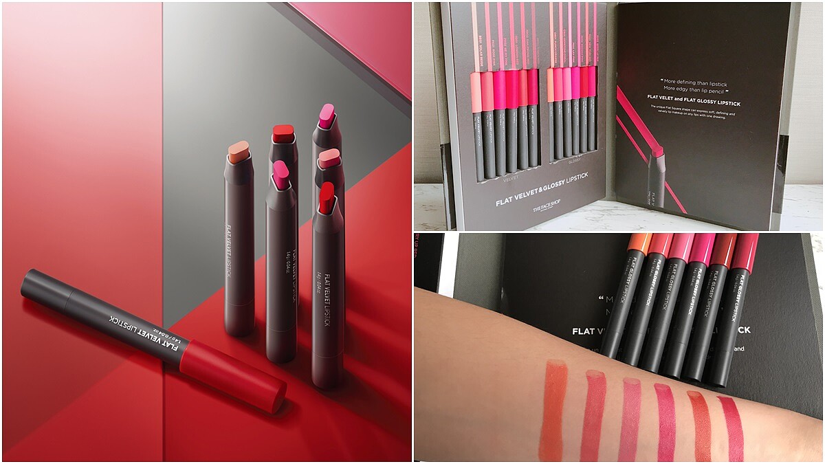 「四角型設計塗抹唇線跟內側更輕鬆，一次擁有光澤、霧面2種選擇」THE FACE SHOP四角美唇筆是近期韓國最火紅的小物