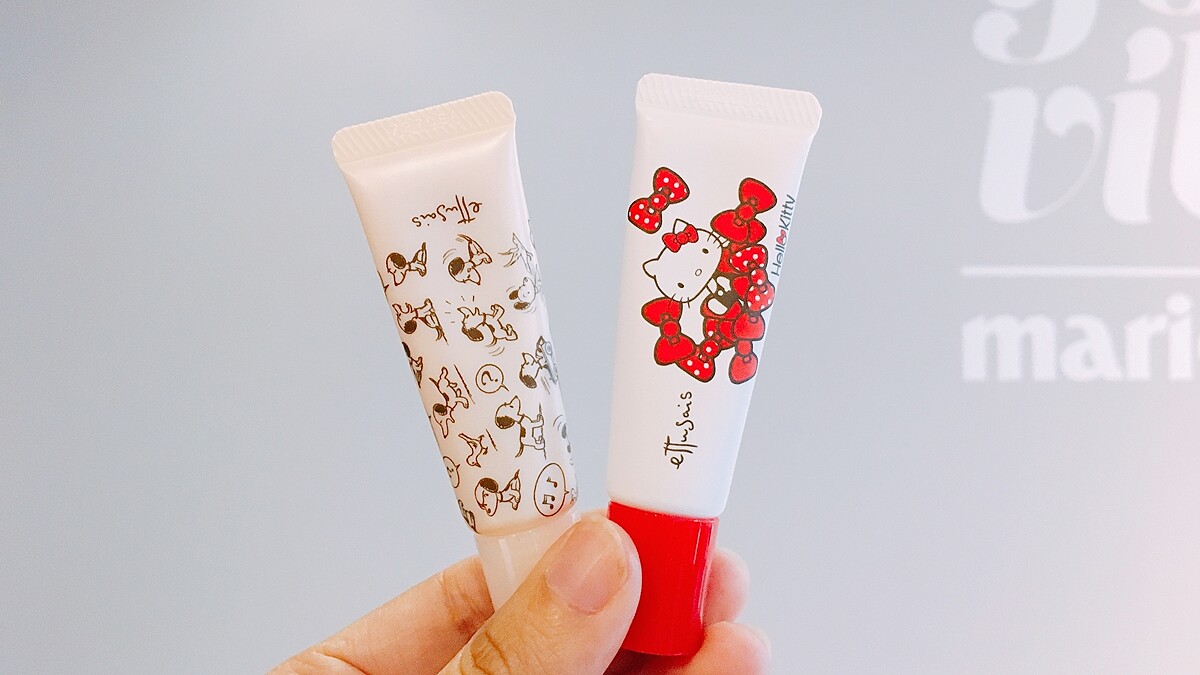 只有艾杜紗可以一次推出復古史努比SNOOPY與Hello Kitty的護唇精華液