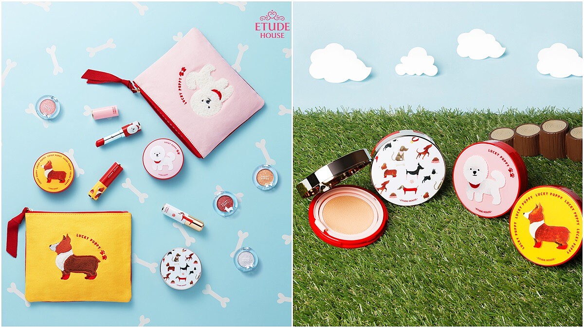 「立體Q萌比熊的粉色化妝包也太可愛了」ETUDE HOUSE集合比熊犬、柯基犬、臘腸犬當主角推出好運旺旺系列