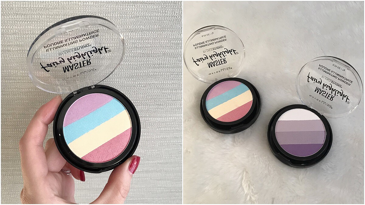 「一閃一閃彩光淚光的打亮效果好明顯」媚比琳全新推出獨角獸幻顏炫彩打亮餅，還有Pantone代表色紫外光打亮餅