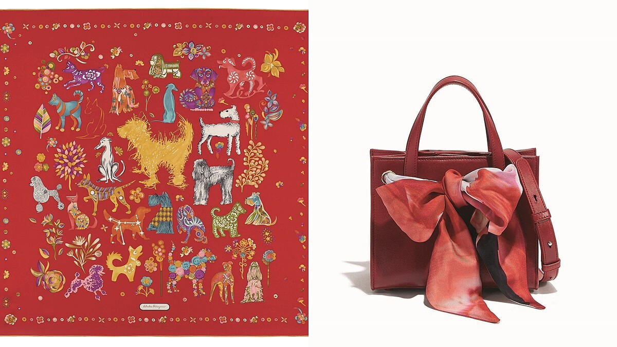 鋪上滿滿狗印花手工絲巾！Salvatore Ferragamo狗年限定配件超華麗