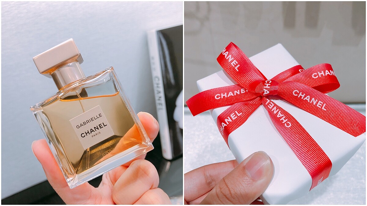 漸層紅粉緞帶、立體山茶花吊飾，今年情人節在香奈兒不僅能送香水，浪漫包裝也一起準備好(加映嘉柏麗香水35ml迷你版)
