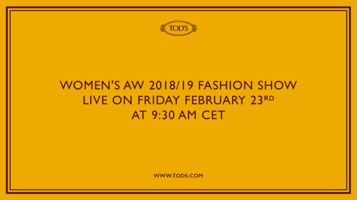 【Live】線上看！TOD&amp;#039;S 2018秋冬大秀，將在2/23下午4點半登場
