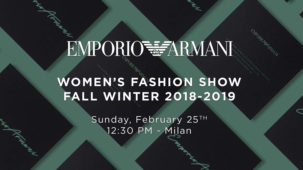 【Live】線上看！Emporio Armani 2018秋冬大秀，將在2/25晚上7點半登場