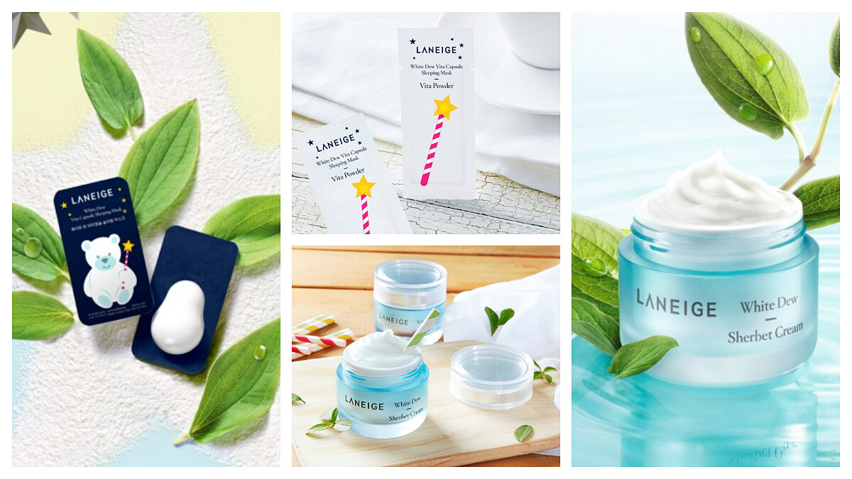 睡覺前,一顆蘭芝晶透潤白小熊晚安膠囊+維他命C粉末 隔天給妳白到透亮的少女光美肌!