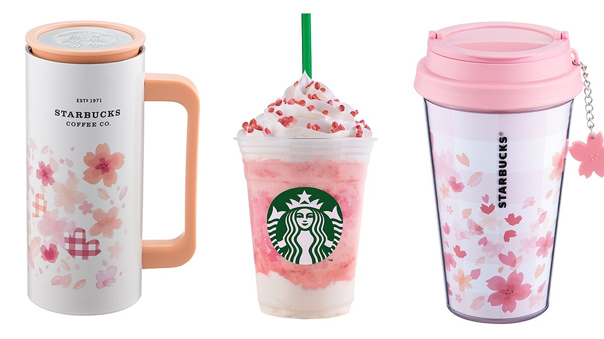 浪漫粉嫩新飲品登場！星巴克推出「草莓蜜香奶霜星冰樂」，加碼4款櫻花季限量杯