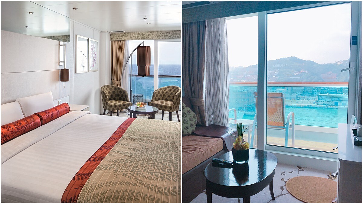 陽光海景、神秘黑幕盡收眼簾！歌詩達郵輪新浪漫號的豪華全景陽台房，快跟編來住住看