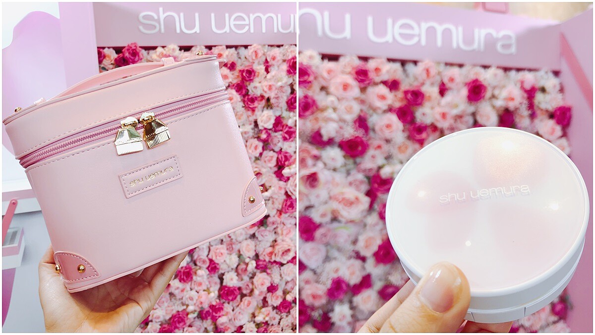 櫻花花瓣緩緩掉落在粉盒上！不僅外型美，天氣再熱也不怕融妝、最適合夏天的植村秀花瓣肌柔焦氣墊粉餅