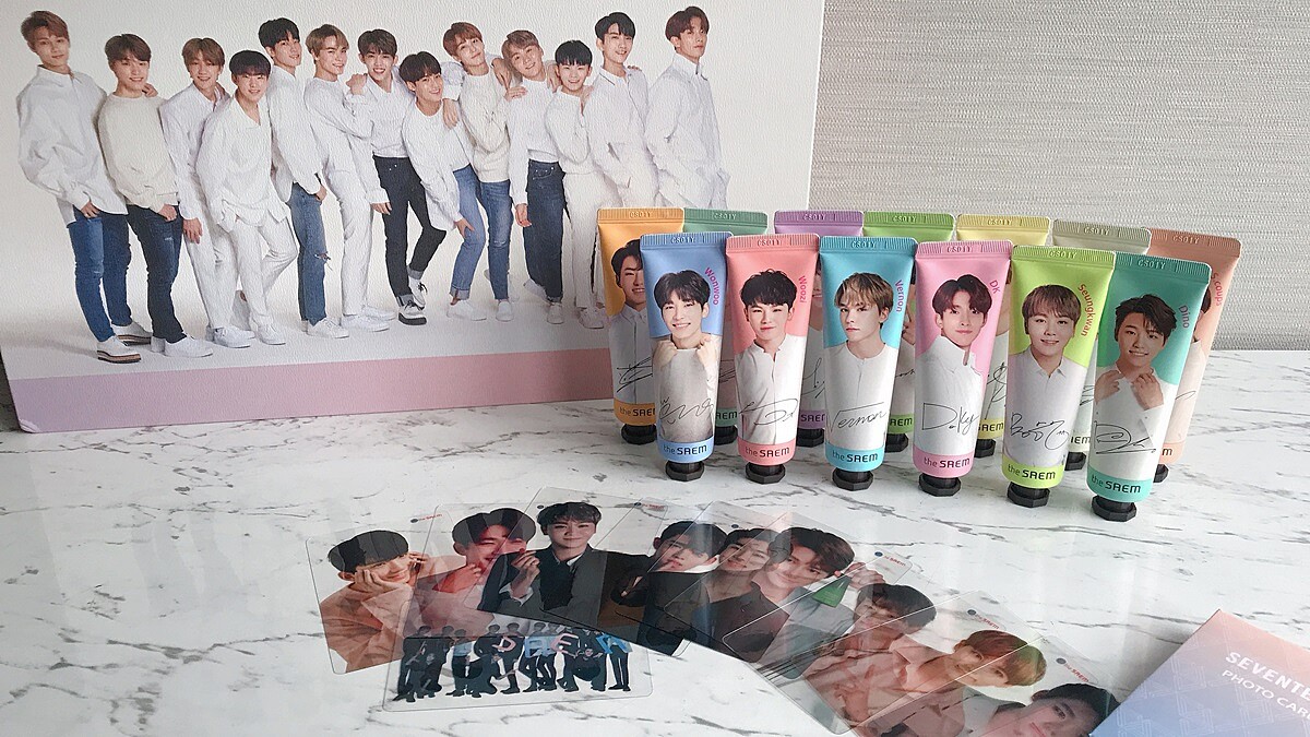 一次收藏13位歐巴！theSAEM推出SEVENTEEN代言的13色經典護手霜禮盒組，還有歐巴個人應援小卡
