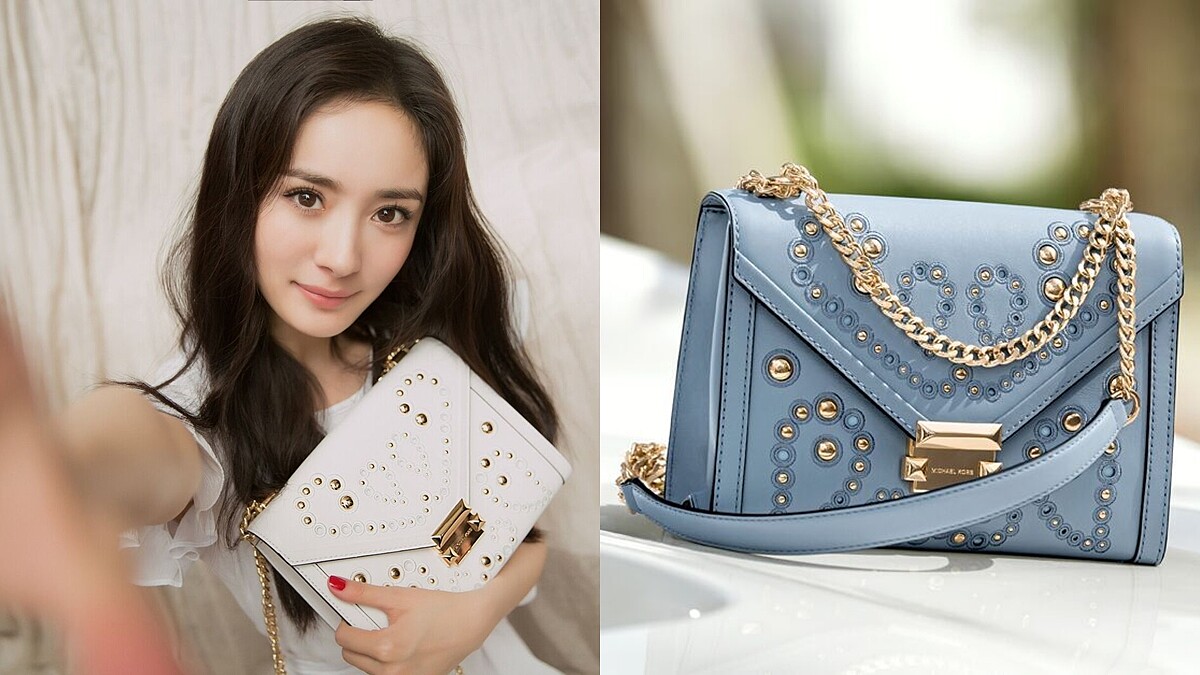 讓人一見傾心的冰淇淋色系!楊冪手上這顆鉚釘小方包,原來出自這品牌…
