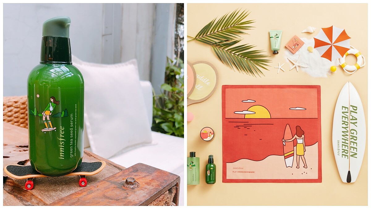 小清新innisfree 變好潮，滑板手、衝浪者、露營家都現身！今年購買任一款環保手帕月限量商品就可免費獲得環保手帕