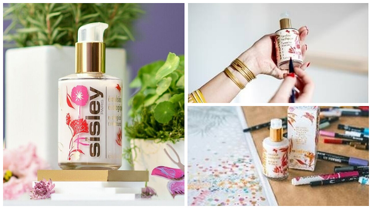 瓶身彩繪著柔和花卉與蝴蝶～38年經典Sisley全能乳液首度聯手藝術家推出限量包裝