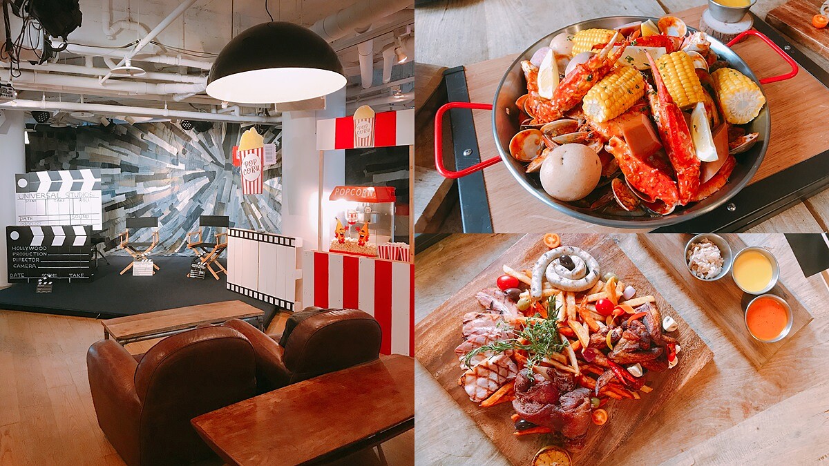 海鮮大拼盤、芒果酪梨沙拉、還有手拉啤酒機！放假就到西門amba酒店開個電影派對吧