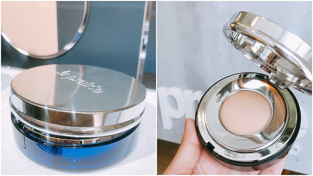 比一般氣墊厲害的la prairie魚子精萃智慧粉底,真空濾網讓每次用到的粉底都是新鮮的,還有超高保養+遮瑕力