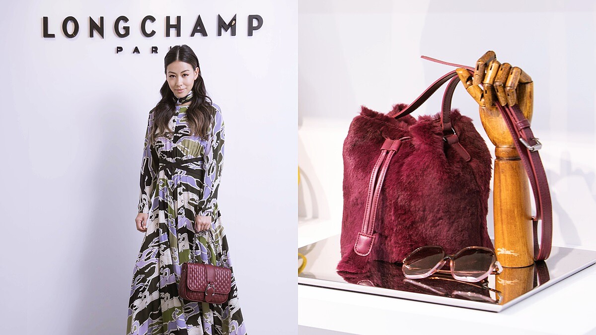 Longchamp絨面皮革小包、兔毛後背包太生火！蔡詩芸選包、搭洋裝展現中性優雅風