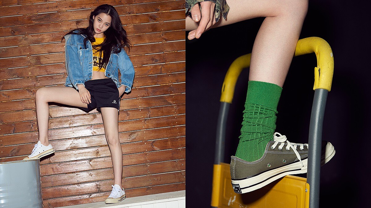 搭配短襪、長襪都好看！看歐陽娜娜這樣示範Converse復古夏季新鞋