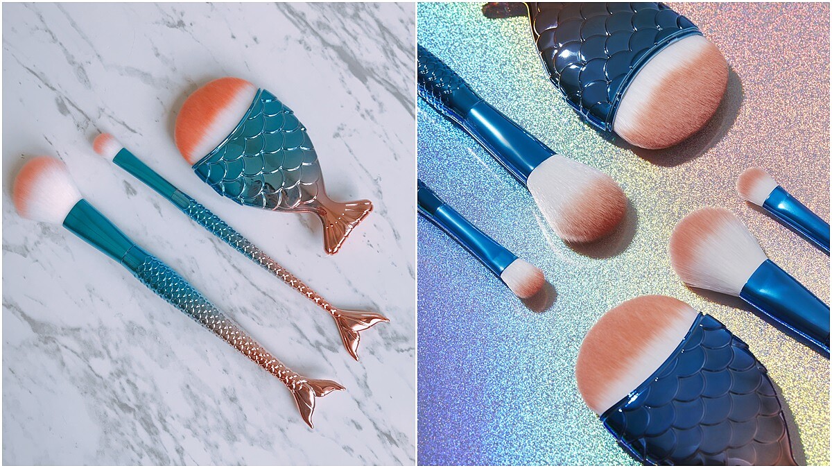 連刷毛都有漸層的霓虹粉色！台灣也可以買到THE FACE SHOP最新推出虹彩人魚刷具系列