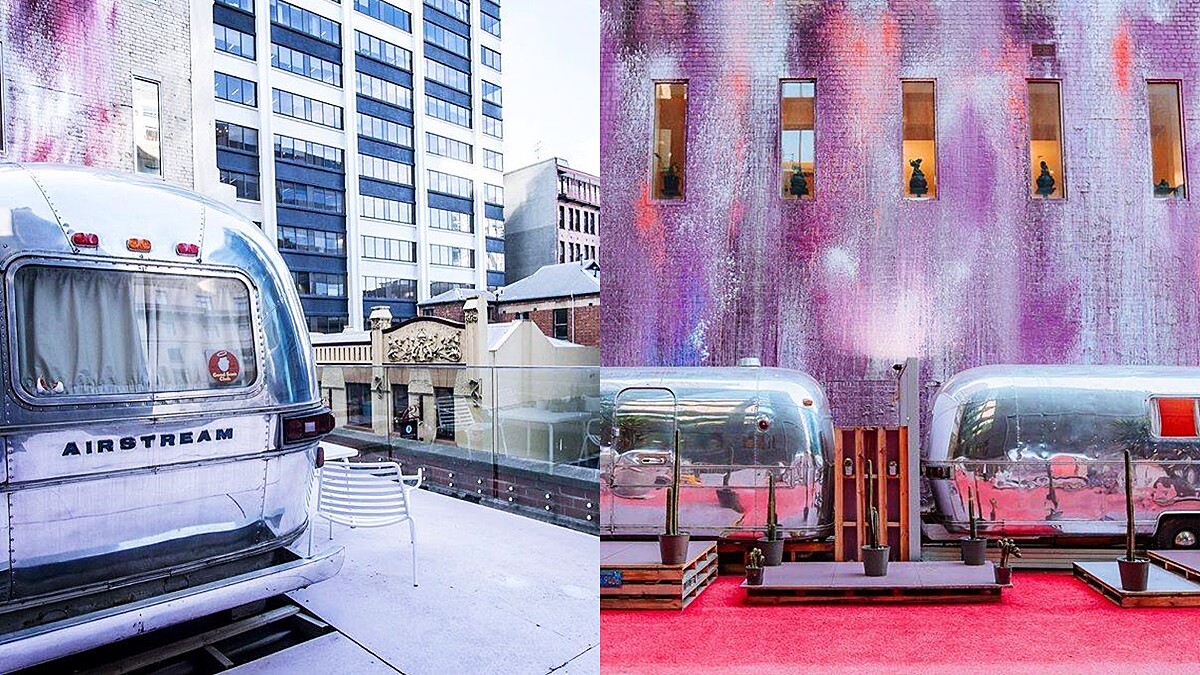 在屋頂停滿6台露營車的停車場！入住粉彩色牆面打造的頂樓豪華露營車飯店NOTEL